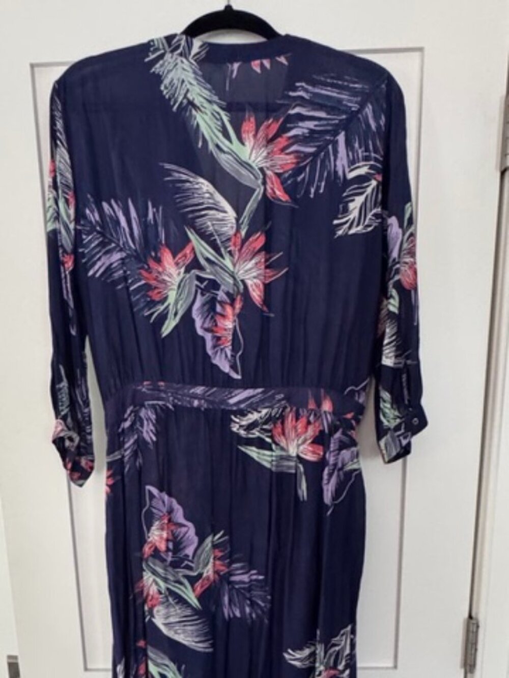 The Rose Jabberjee,Navy Tropical Floral Maxi Dress,Size:L,Sheer, NWT, Never Worn - Picture 6 of 9